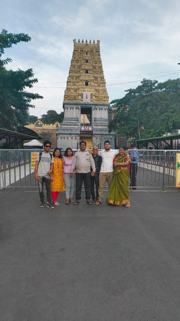 Simhachalam Temple in Visakhapatnam with traditional South Indian architecture and devotees at entrance